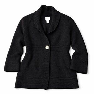 Chico’s Size 0 Black Textured Sweater Jacket Shawl Collar